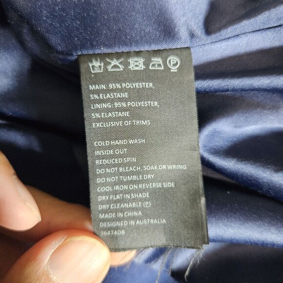 Bardot Womens 8 M Navy Jessie Sheath Dress Cold Shoulder Midi Cocktail Elegant - Picture 6 of 11